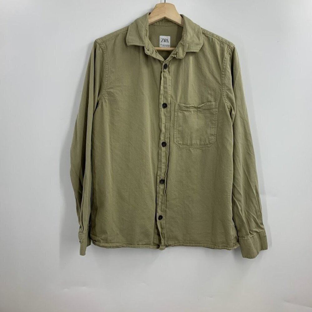 Zara Women's Relaxed Cotton Long Sleeve Collared Button Up Shirt‎ Size S